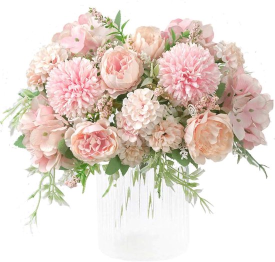 Artificial Flowers - Plastic Flower Arrangements - Valentine's Day Decorations - Sustainable Home Decor for Weddings, Living Rooms and Dining Tables (Pink) - Image 4