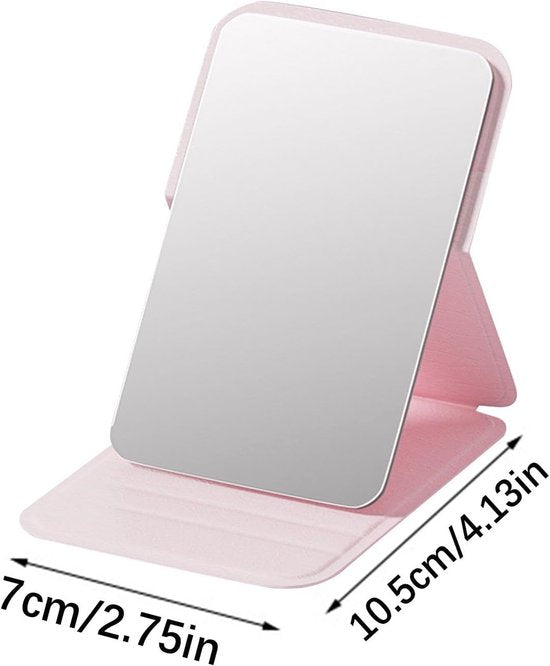 Frameless High Definition Makeup Mirror - Foldable Travel Mirror - Portable Makeup Mirror with Soft PU Leather Cover - Suitable for Bedroom, Bathroom & Travel（Pink） - Image 5