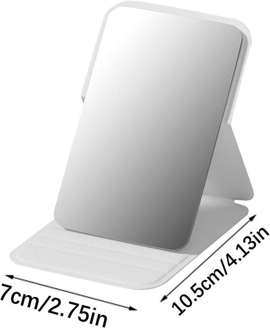 Frameless High Definition Makeup Mirror - Foldable Travel Mirror - Portable Makeup Mirror with Soft PU Leather Cover - Suitable for Bedroom, Bathroom & Travel（White） - Image 5