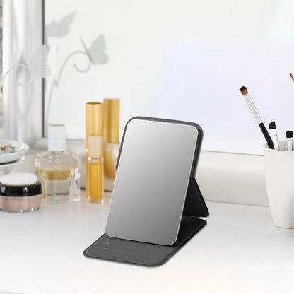 High Definition Frameless Makeup Mirror - Foldable Travel Mirror - Portable Makeup Mirror with Soft PU Leather Cover - Suitable for Bedroom, Bathroom & Travel（Black） - Image 2