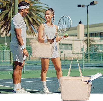 Tennis Bag – Extra Large Sports Bag with Shoe Compartment – Suitable for 2-4 Rackets – Waterproof and Lightweight – Unisex（Beige） - Image 3