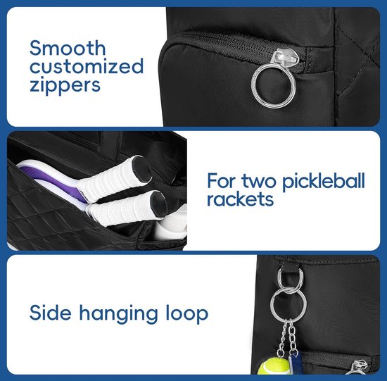 Tennis Bag – Extra Large Sports Bag with Shoe Compartment – Suitable for 2-4 Rackets – Waterproof and Lightweight – Unisex（Black） - Image 4