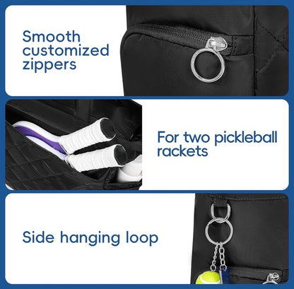 Tennis Bag – Extra Large Sports Bag with Shoe Compartment – Suitable for 2-4 Rackets – Waterproof and Lightweight – Unisex（Black） - Image 4