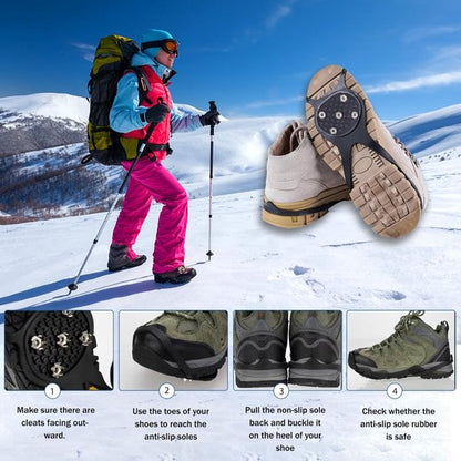Non-slip sole for snow boots - 4 pairs - Safe walking on ice and snow - Suitable for size M (34-40) - Non-slip studs - Suitable for winter walking, hiking, jogging, strolling and mountaineering - Image 3