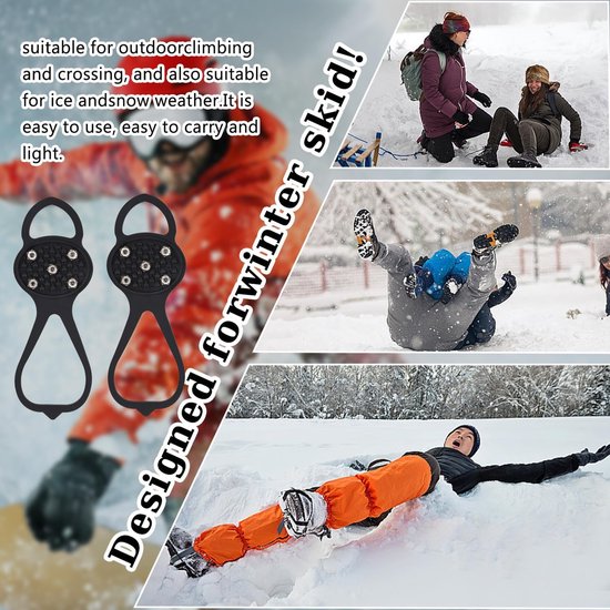 Snow boots with non-slip soles - Set of 4 - Safe walking on icy and snowy roads - Suitable for size L (35-45) - Non-slip studs - Suitable for winter walking, hiking, jogging, strolling and mountaineering - Image 3