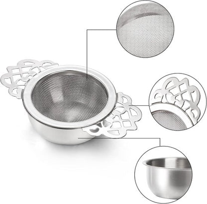 Tea Strainer - 2-piece set - Stainless steel tea infuser - Tea steeper with handle and drip cup - 6.5 cm - Mesh tea filter - Image 5