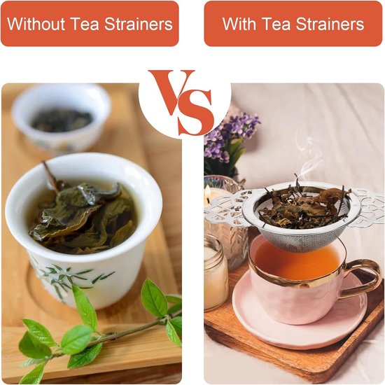 Tea Strainer - 2-piece set - Stainless steel tea infuser - Tea steeper with handle and drip cup - 6.5 cm - Mesh tea filter - Image 7