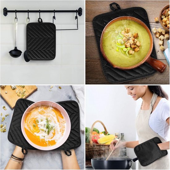 Heat Insulating Mat Set (4 pcs) - Placemats - Coasters - Thick Heat Insulating Gloves - Kitchen Tools for Baking - Image 3