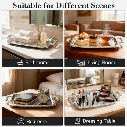 Tray - Stainless steel tray - Snack and fruit bowl for the desk - Rectangular storage tray - Suitable for footstools, coffee tables and rectangular stainless steel trays - Image 2