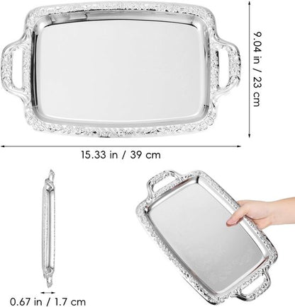 Tray - Stainless steel tray - Snack and fruit bowl for the desk - Rectangular storage tray - Suitable for footstools, coffee tables and rectangular stainless steel trays - Image 5
