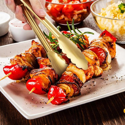 Bread Tongs - 4-Piece Set - Kitchen Tongs for Home Use - Gold Stainless Steel Serving Tongs - Grill Tongs - Steak Tongs - Kitchen Tongs - For Cooking, Salads, Buffets, Appetizers and Desserts - Image 4