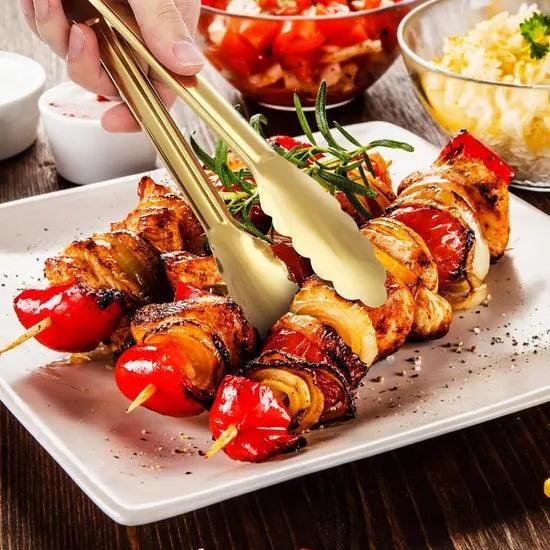 Bread Tongs - 4-Piece Set - Kitchen Tongs for Home Use - Gold Stainless Steel Serving Tongs - Grill Tongs - Steak Tongs - Kitchen Tongs - For Cooking, Salads, Buffets, Appetizers and Desserts - Image 4