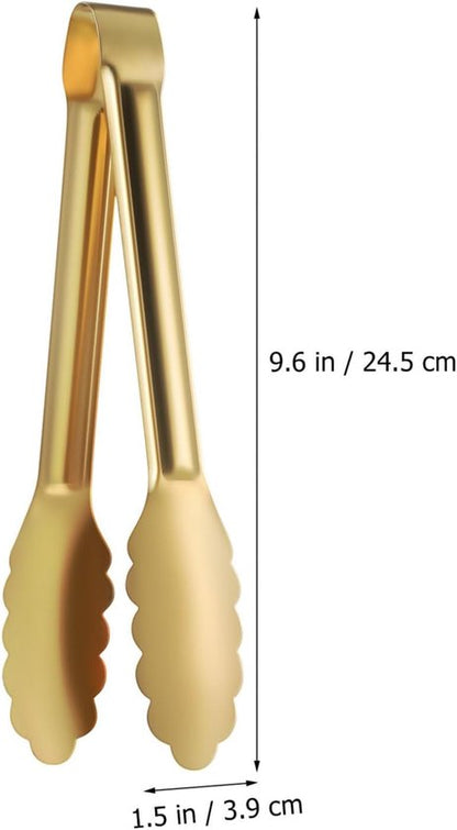Bread Tongs - 4-Piece Set - Kitchen Tongs for Home Use - Gold Stainless Steel Serving Tongs - Grill Tongs - Steak Tongs - Kitchen Tongs - For Cooking, Salads, Buffets, Appetizers and Desserts - Image 5