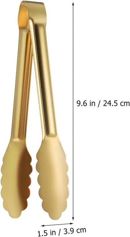 Bread Tongs - 4-Piece Set - Kitchen Tongs for Home Use - Gold Stainless Steel Serving Tongs - Grill Tongs - Steak Tongs - Kitchen Tongs - For Cooking, Salads, Buffets, Appetizers and Desserts - Image 5