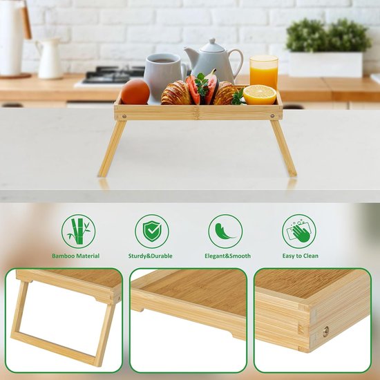 Folding table - Camping table - Portable folding table - Can be used as a dining table, TV table, laptop table, snack table, sofa table or work table - Natural wood color - Image 3