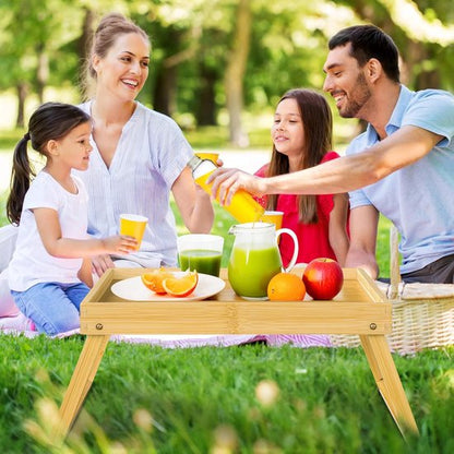 Folding table - Camping table - Portable folding table - Can be used as a dining table, TV table, laptop table, snack table, sofa table or work table - Natural wood color - Image 4