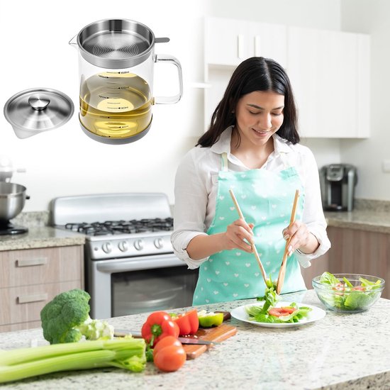 Oil Can - Leak-Proof Oil Container - Oil Filter Can - Oil Container for Household Kitchen Use - Leak-Proof Oil Can with Mesh Filter - Glass Oil Filter Can - Image 3