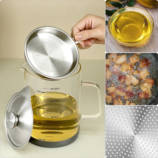 Oil Can - Leak-Proof Oil Container - Oil Filter Can - Oil Container for Household Kitchen Use - Leak-Proof Oil Can with Mesh Filter - Glass Oil Filter Can - Image 7