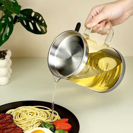 Oil Can - Leak-Proof Oil Container - Oil Filter Can - Oil Container for Household Kitchen Use - Leak-Proof Oil Can with Mesh Filter - Glass Oil Filter Can - Image 8