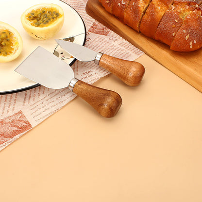 Cheese Knives Set – Portable for Picnic, 4.9 Inches with Wooden Handle, Silver, Set of 6 - Image 5