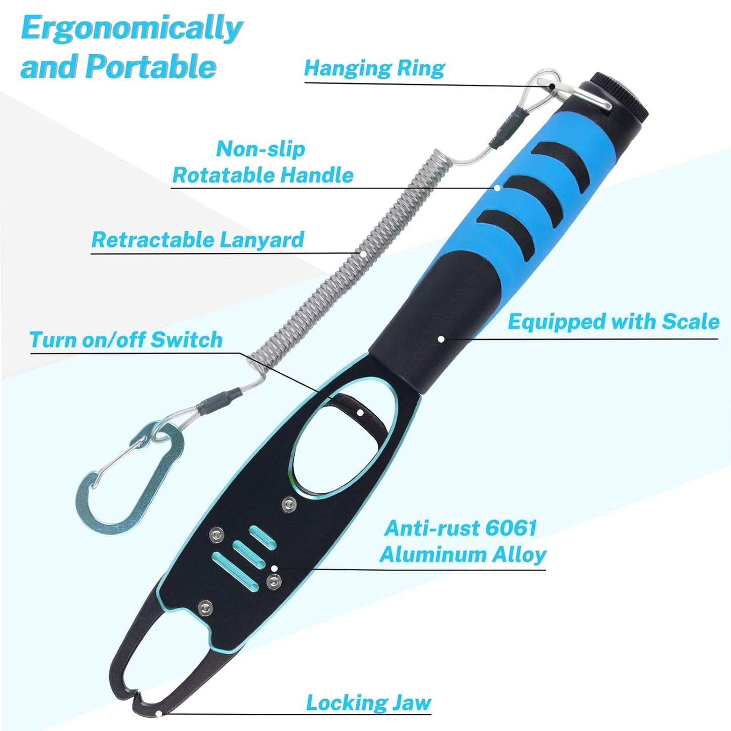 Fish Grabber with Scale - Non-Slip Handle - One-Handed Use - 360° Rotatable - Includes Wrist Strap - Image 4