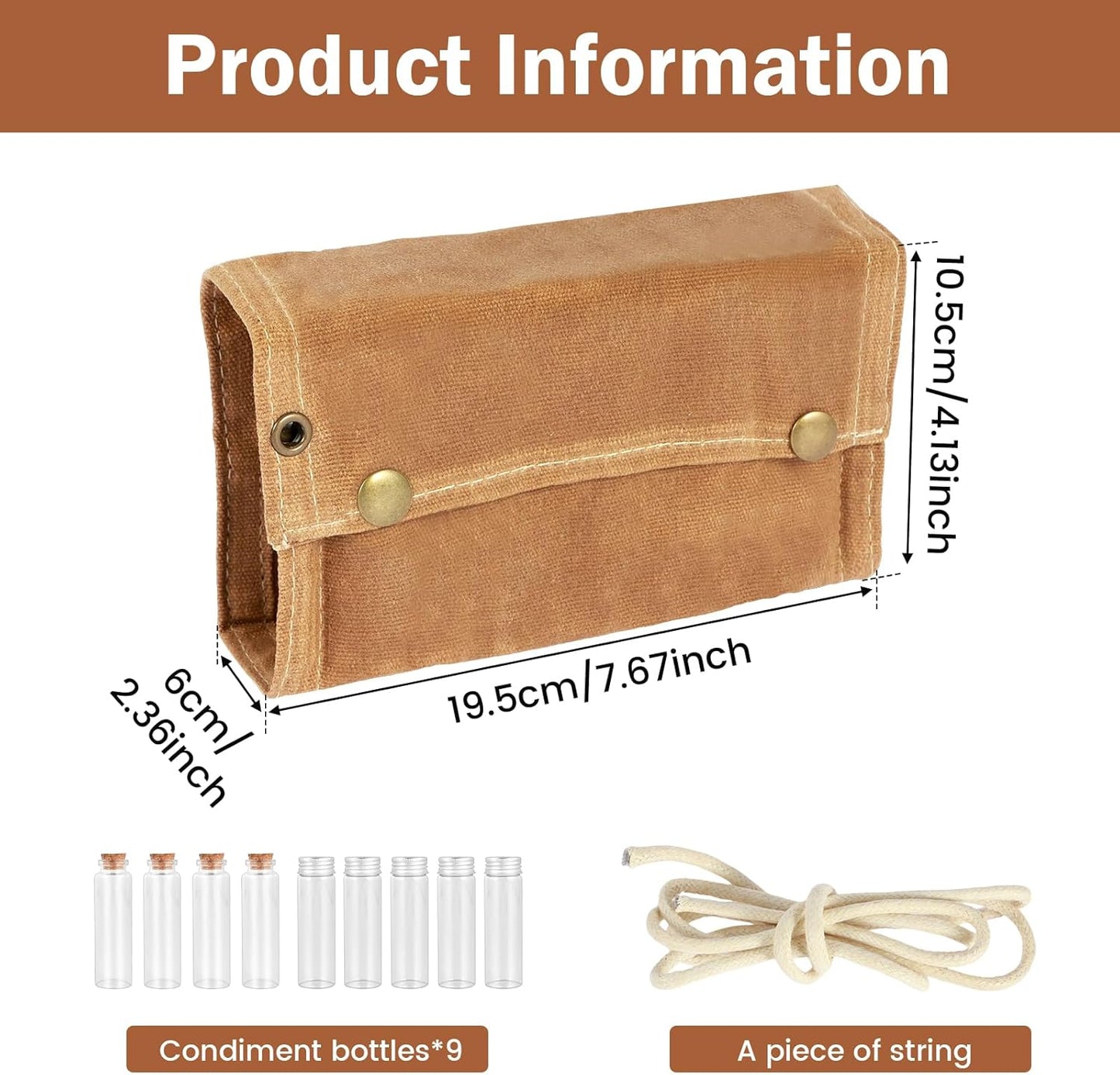 Camping Spice Set - Waterproof - 9 Spice Tins with Canvas Storage Bag and Hanging Hole - Image 2