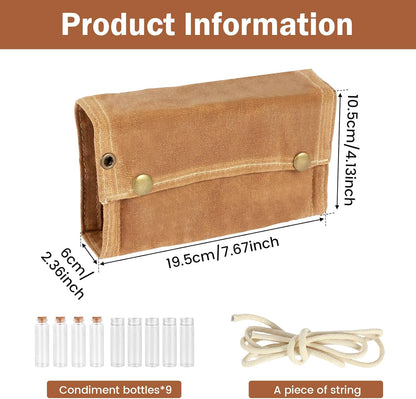 Camping Spice Set - Waterproof - 9 Spice Tins with Canvas Storage Bag and Hanging Hole - Image 2