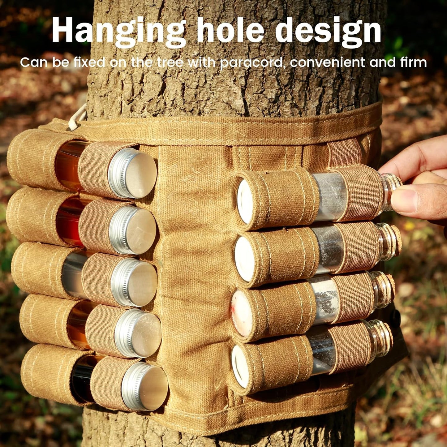 Camping Spice Set - Waterproof - 9 Spice Tins with Canvas Storage Bag and Hanging Hole - Image 3