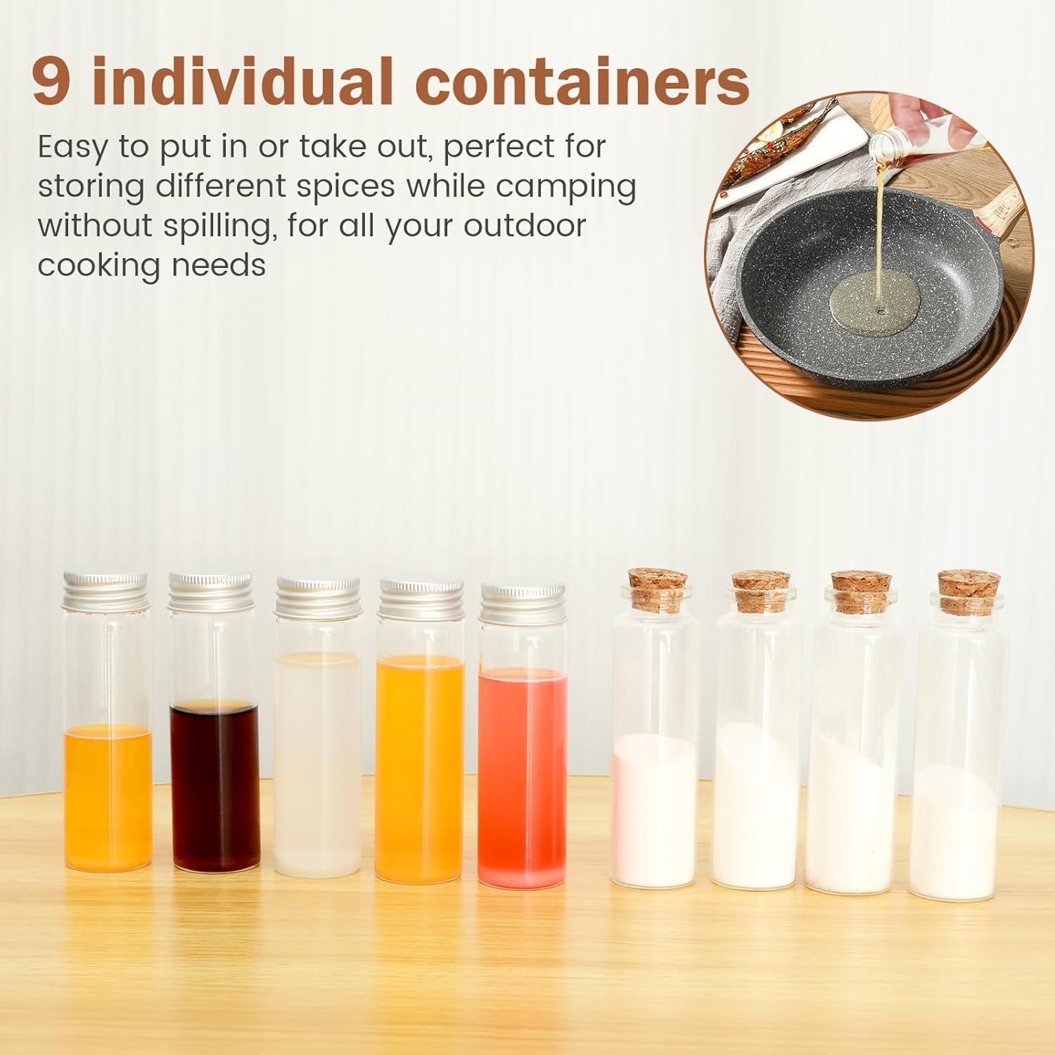 Camping Spice Set - Waterproof - 9 Spice Tins with Canvas Storage Bag and Hanging Hole - Image 4