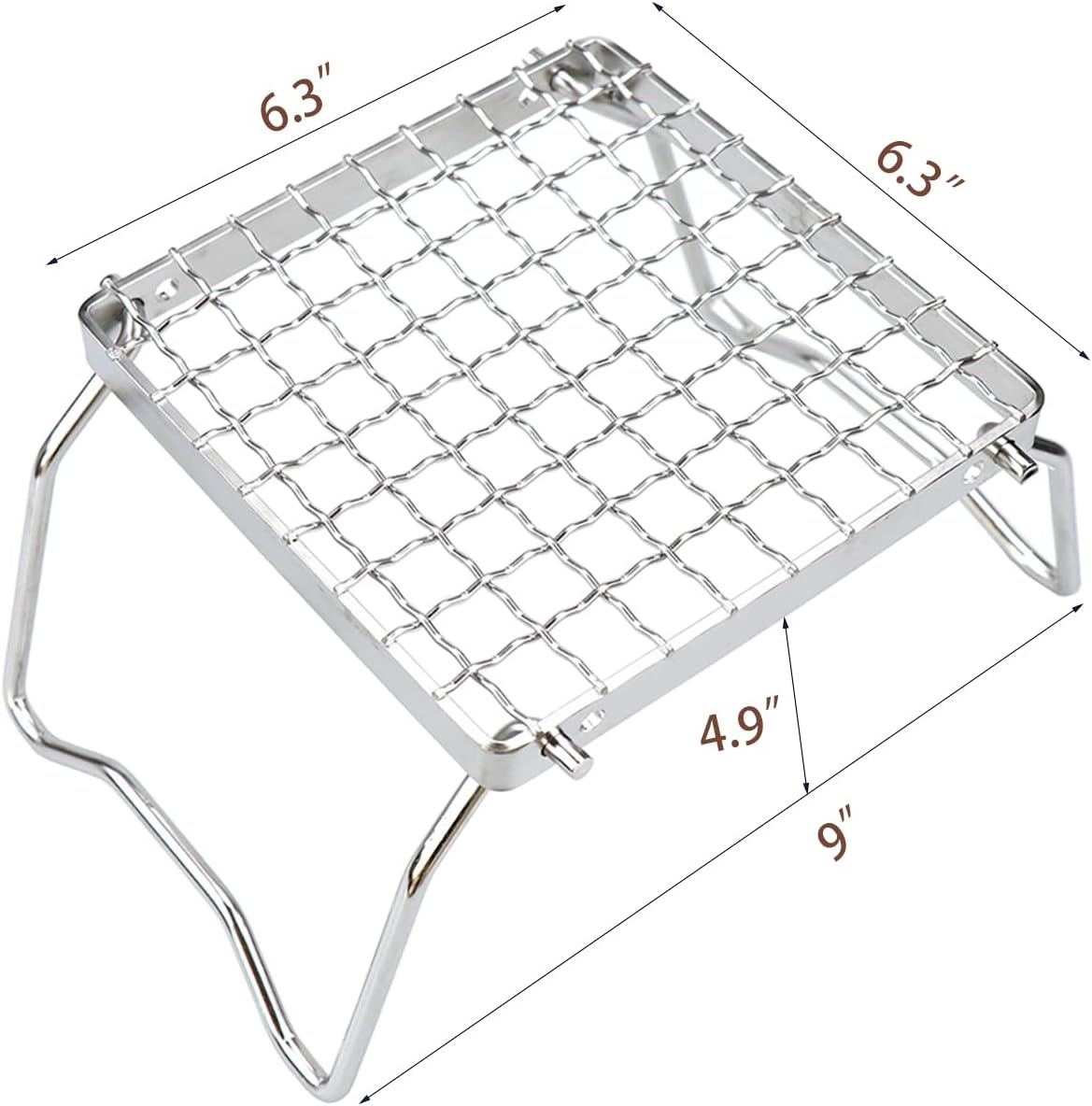 Folding Camping Grill - Stainless Steel 304 Cooking Grate with Folding Legs - Portable Charcoal and Cooking Stand - Lightweight BBQ Rack for Camping, Hiking and Backpacking - Image 2