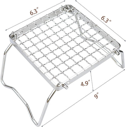 Folding Camping Grill - Stainless Steel 304 Cooking Grate with Folding Legs - Portable Charcoal and Cooking Stand - Lightweight BBQ Rack for Camping, Hiking and Backpacking - Image 2