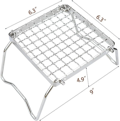 Folding Camping Grill - Stainless Steel 304 Cooking Grate with Folding Legs - Portable Charcoal and Cooking Stand - Lightweight BBQ Rack for Camping, Hiking and Backpacking - Image 2