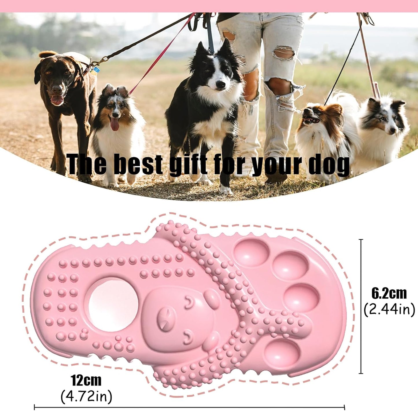 Dog Toothbrush-Chew Toy-Cleaning Teeth-Green+Pink - Image 2