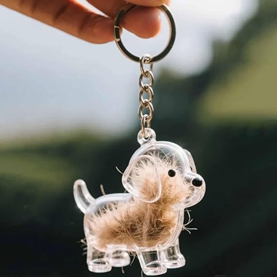 Keychain - Dog Hair Collection - Memory Capsule Pendant - DIY-1pc - Image 2