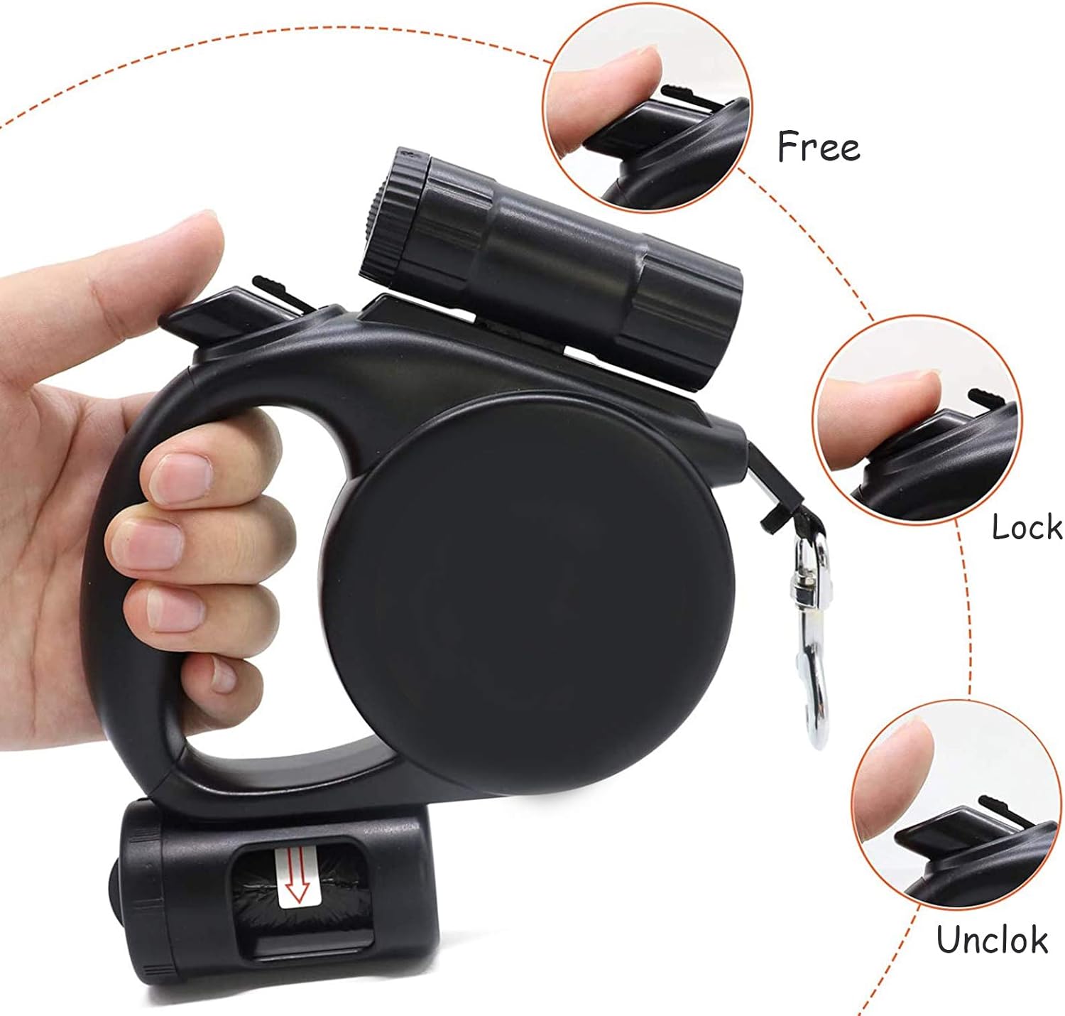 Retractable Dog Leash - Storage Box - 4.5 m - Illuminated - Black - 1 pc - Image 4
