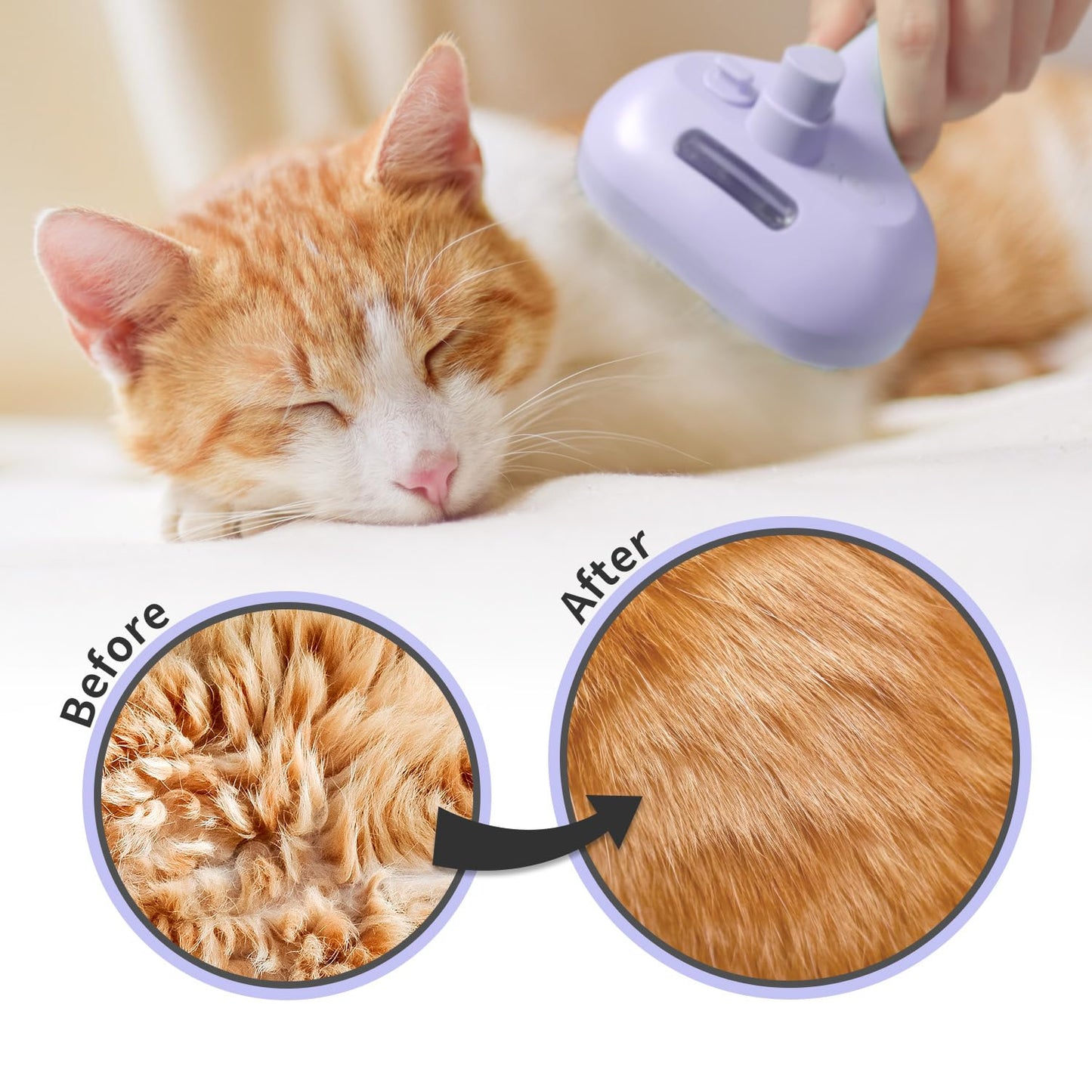 Self-Cleaning Brush - Antistatic - Pet - 3-in-1 - Purple - 1st - Image 4
