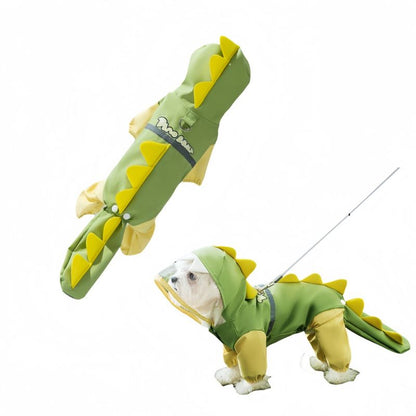 Pet Raincoat-With Belt-Reflective Strips-Green-XXL-1pc