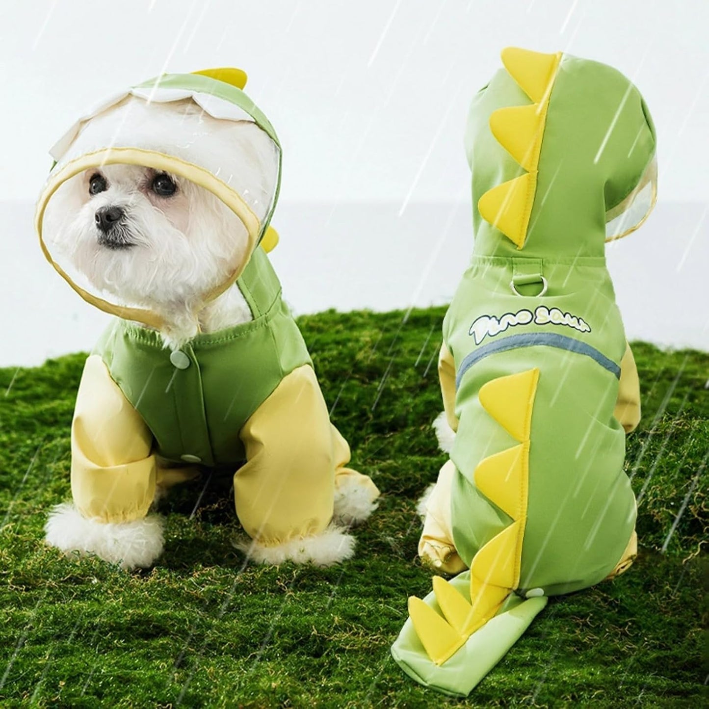 Pet Raincoat-With Belt-Reflective Strips-Green-XXL-1pc - Image 3