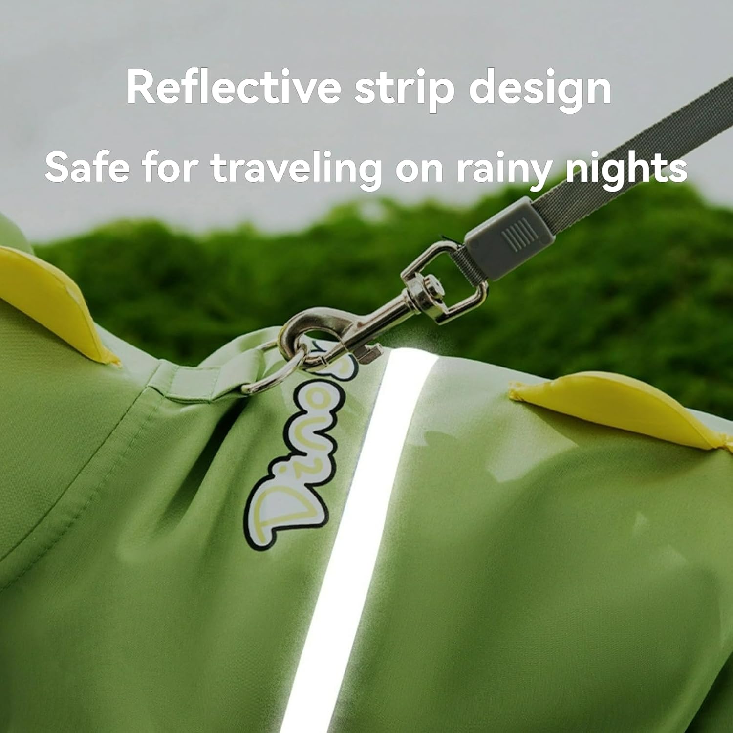 Pet Raincoat-With Belt-Reflective Strips-Green-XXL-1pc - Image 4