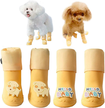 Dog Boots - Waterproof - Small and Medium Dogs - Yellow - Medium - 4 pcs - Image 2