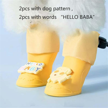 Dog Boots - Waterproof - Small and Medium Dogs - Yellow - Medium - 4 pcs - Image 3
