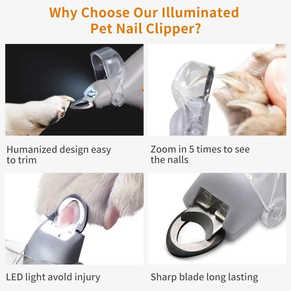 Pet Nail Clippers with LED Light - Cleaning - Orange - 1pc - Image 5