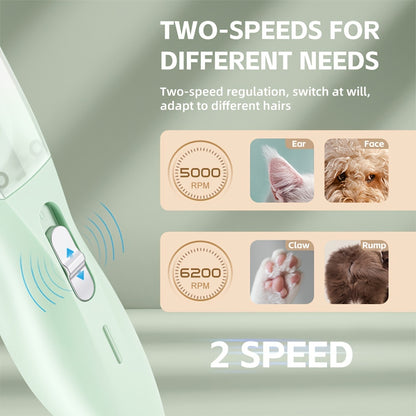 Small Animal Hair Trimmer-Hair Suction Cup-Rechargeable-Quiet-Green-1st - Image 3