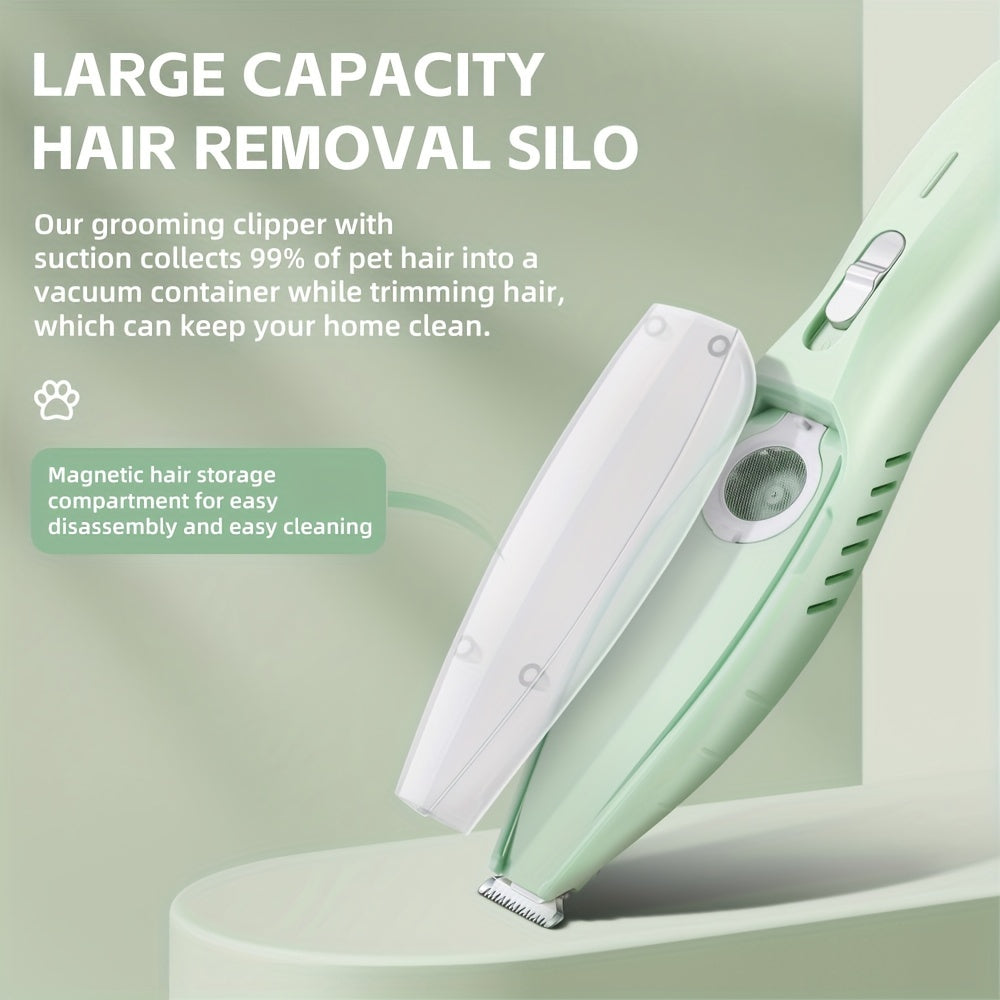 Small Animal Hair Trimmer-Hair Suction Cup-Rechargeable-Quiet-Green-1st - Image 4