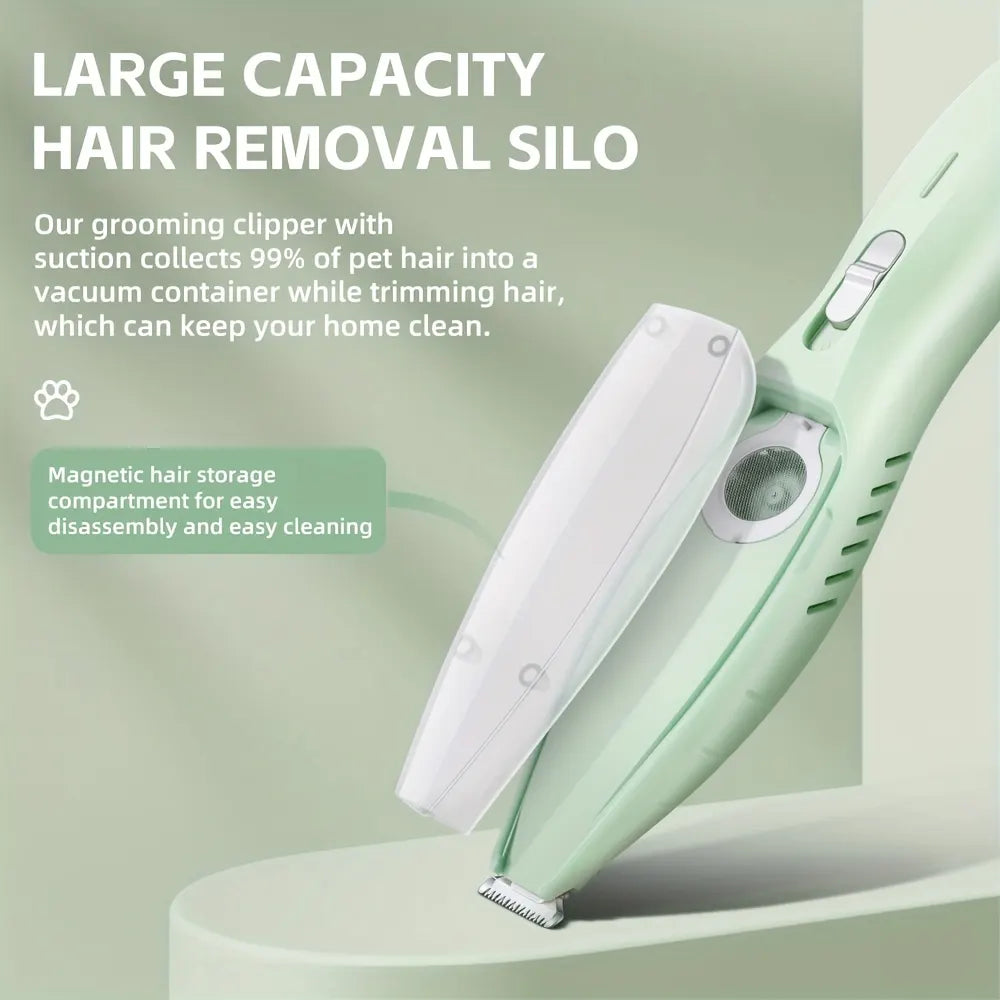 Small Animal Hair Trimmer-Hair Suction Cup-Rechargeable-Quiet-Green-1st - Image 4
