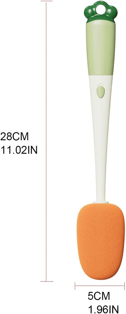 Bottle brush, bottle brush, cleaning brush, 3-in-1 cleaning brush, sponge brush, crevice brush head, soft rubber brush head, 2-pack - Image 4