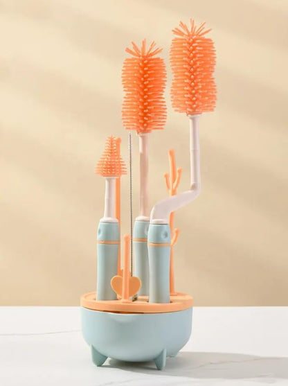 Bottle Brush - Bottle Brush - Cleaning Brush - 4 in 1 - Portable Bottle Cleaning Brush Set with Drying Rack - Image 4