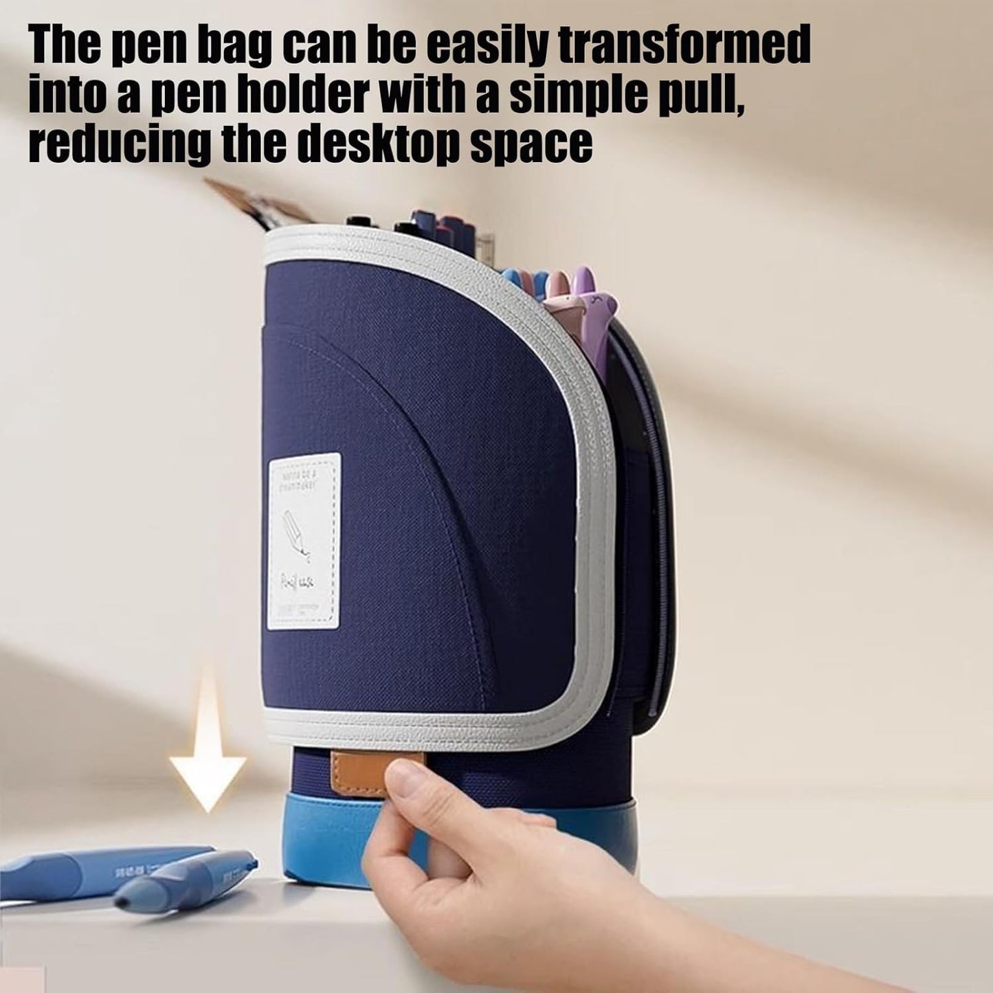 Telescopic Pen Holder - Large Capacity - Dark Blue - 1 Pack - Image 2