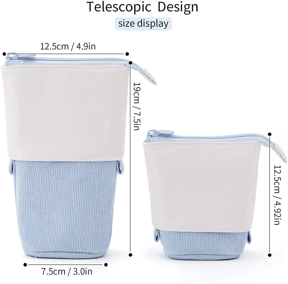 Pencil Case-Telescopic Pen Holder-Large Capacity-Light Blue-1 Piece - Image 2