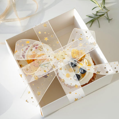 Gift ribbon - Mesh wrapping tape - Star pattern - 9 meters - 1 pack - Image 3